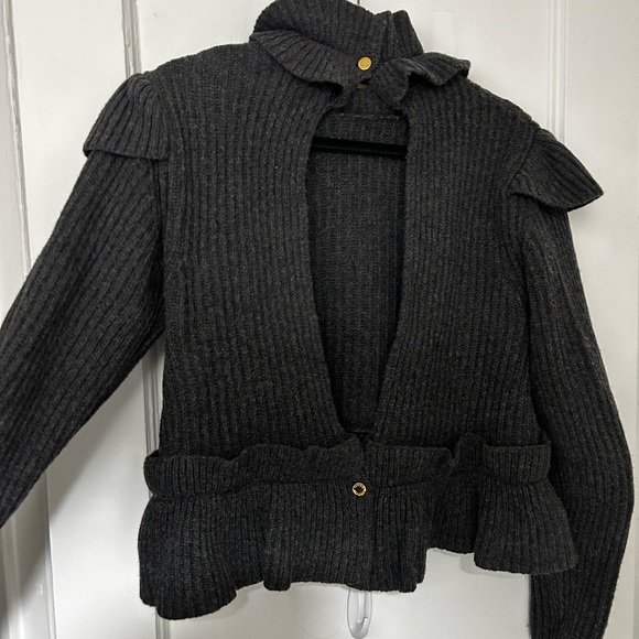 Ganni open-back ruffled ribbed wool-blend sweater - Picture 6 of 6